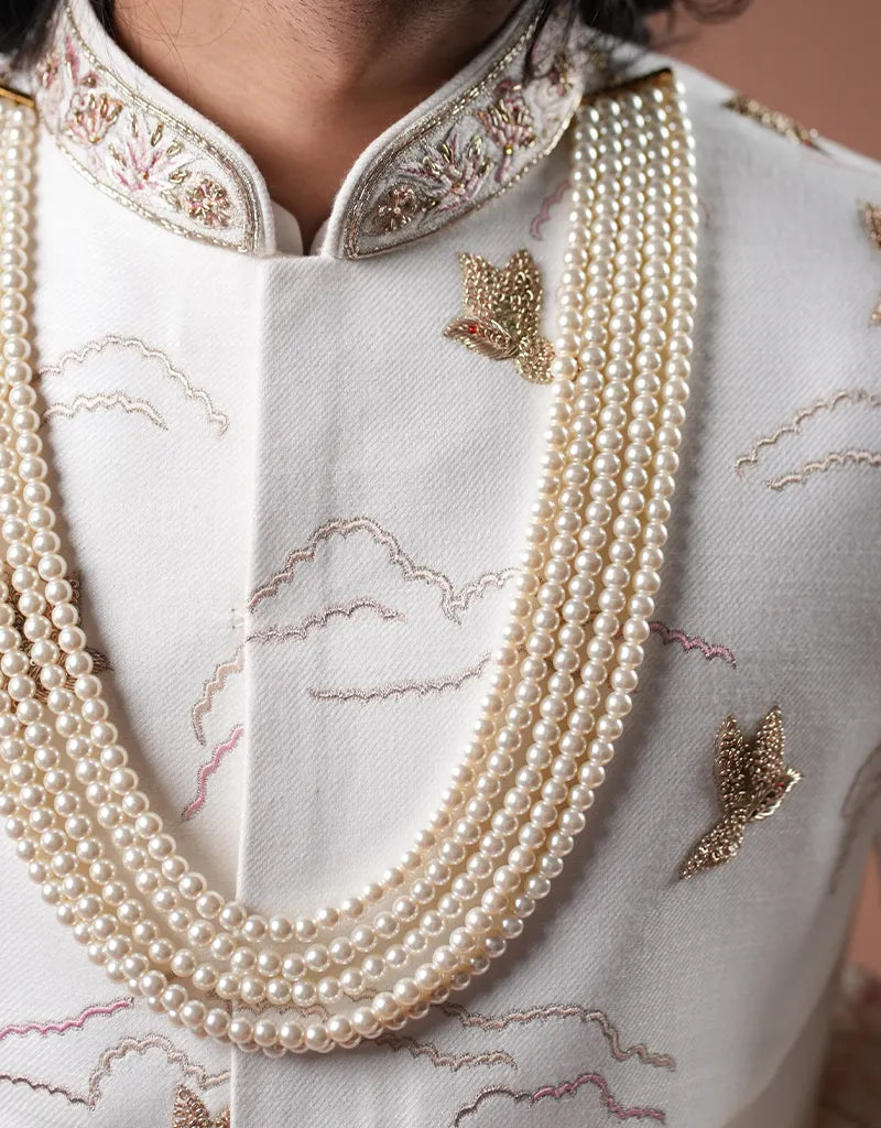 A man wearing the Classic Zardosi Work Sherwani from The HUB.
