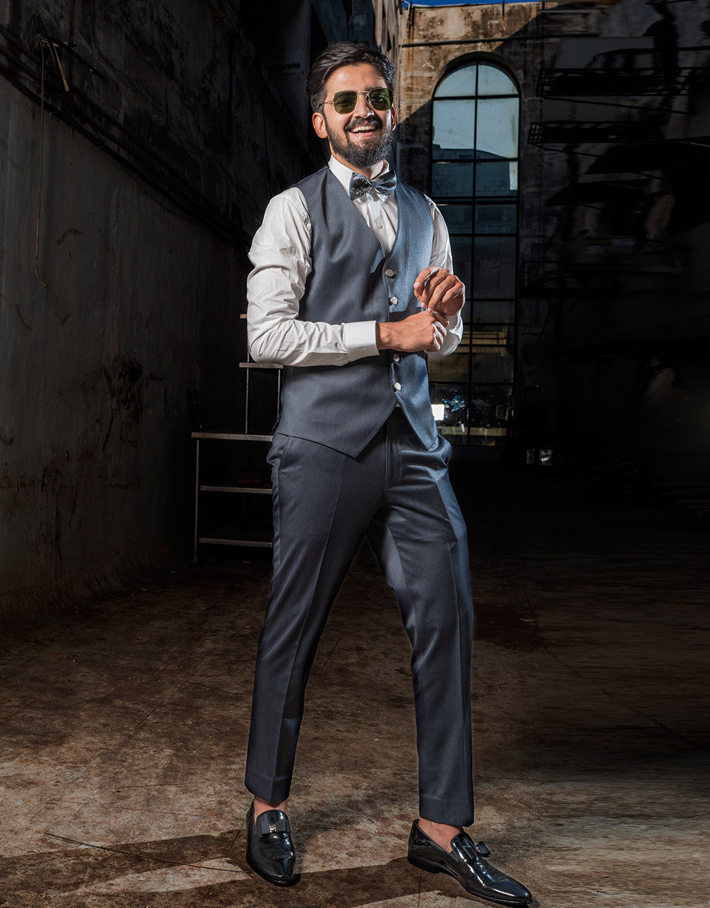 Five-piece Silk Grey Tuxedo Suit