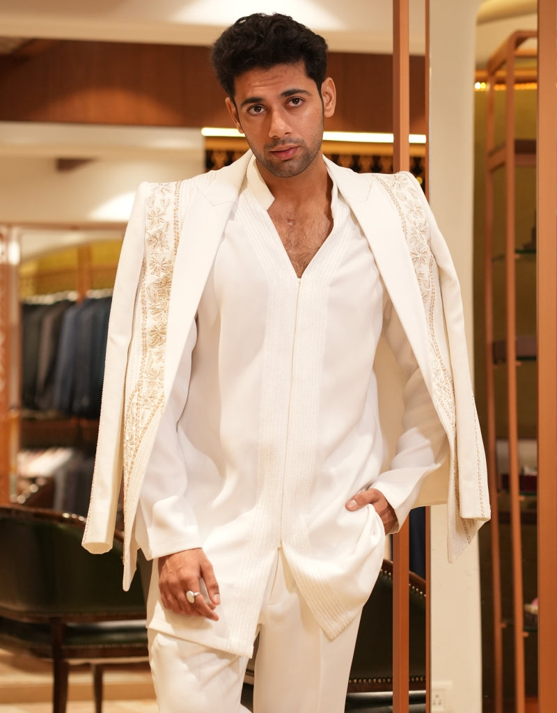 Ivory Royale Embroidered Indo-Western