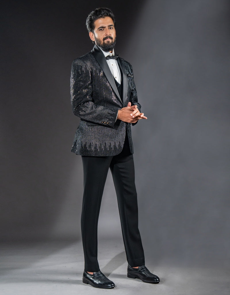 Five-piece Rayon Tuxedo Suit in Black