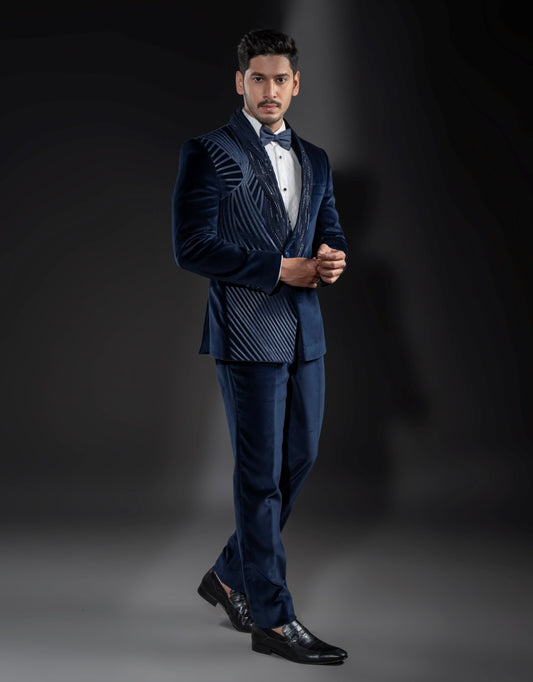 Two-piece Kardana Handwork Suit in Blue