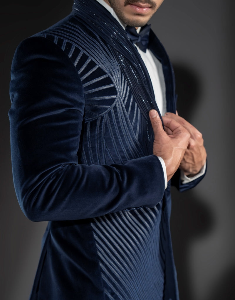 Two-piece Kardana Handwork Suit in Blue