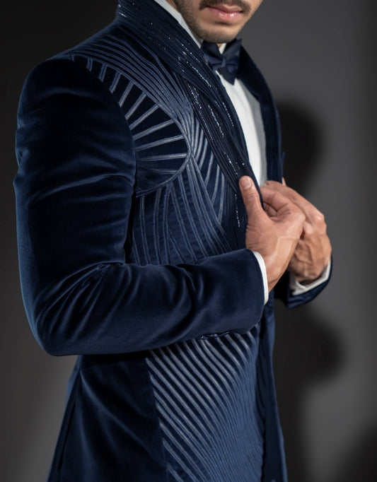 Two-piece Kardana Handwork Suit in Blue