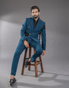 Three-piece Designer Suit in Teal Blue