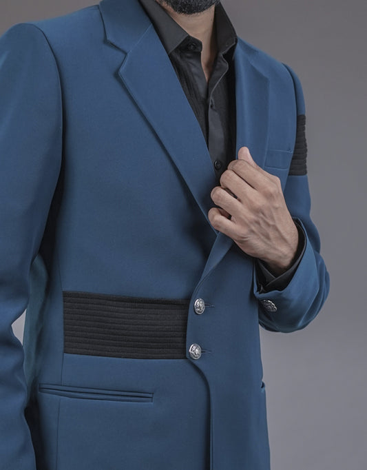 Three-piece Designer Suit in Teal Blue