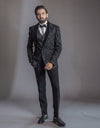 Five-piece Velvet Label Bandhgala Style Suit in Black