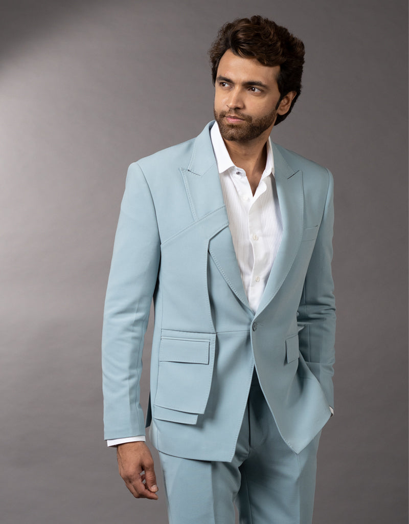 Two-piece Designer Suit in Sky Grey