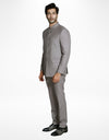 Man wearing a two-piece imported Tr Jodhpuri suit in grey from The HUB.