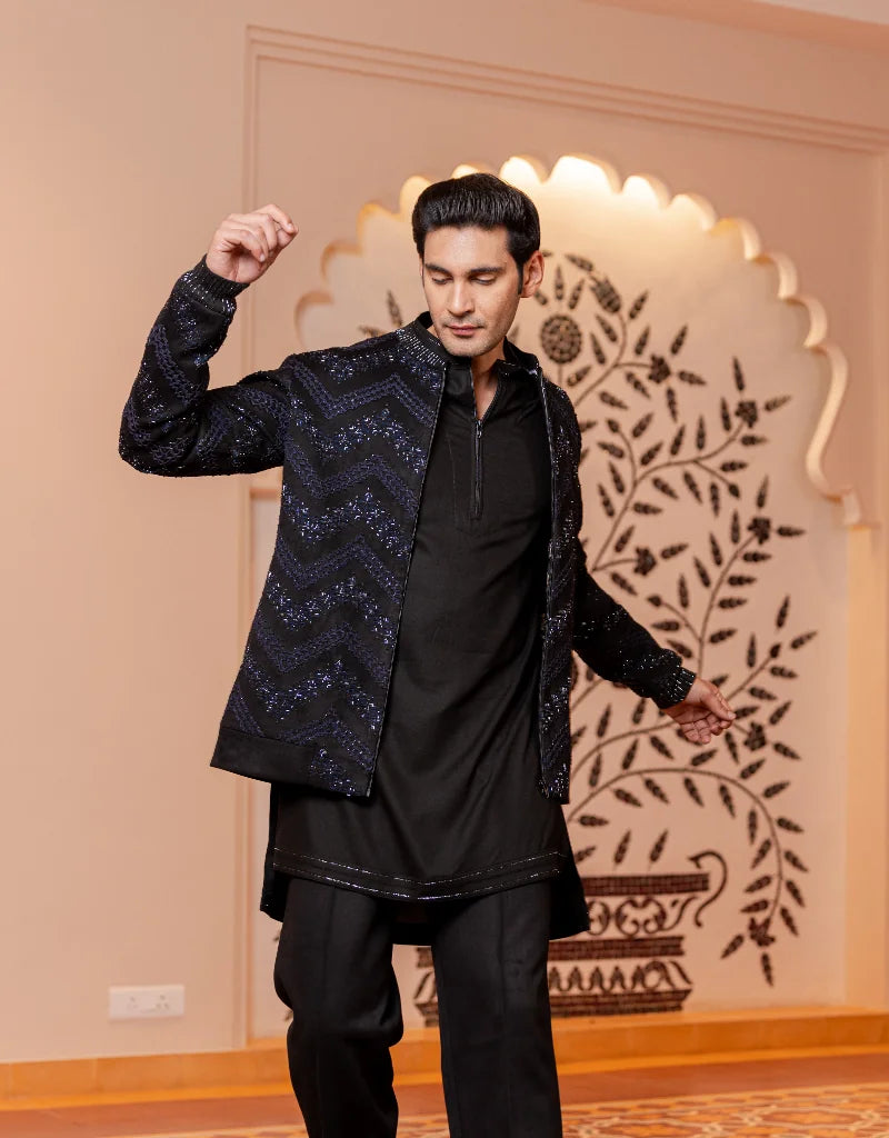 Midnight Sequin Bomber Set