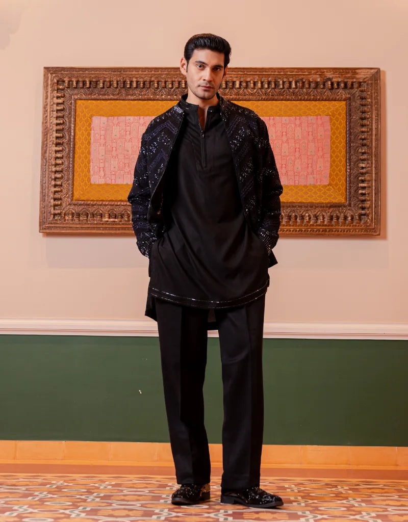 Midnight Sequin Bomber Set