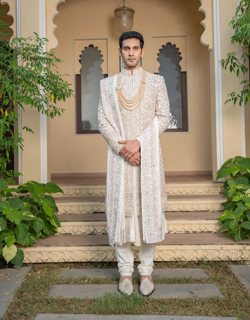 A man wearing an Imperial Brocade Sherwani from The HUB.