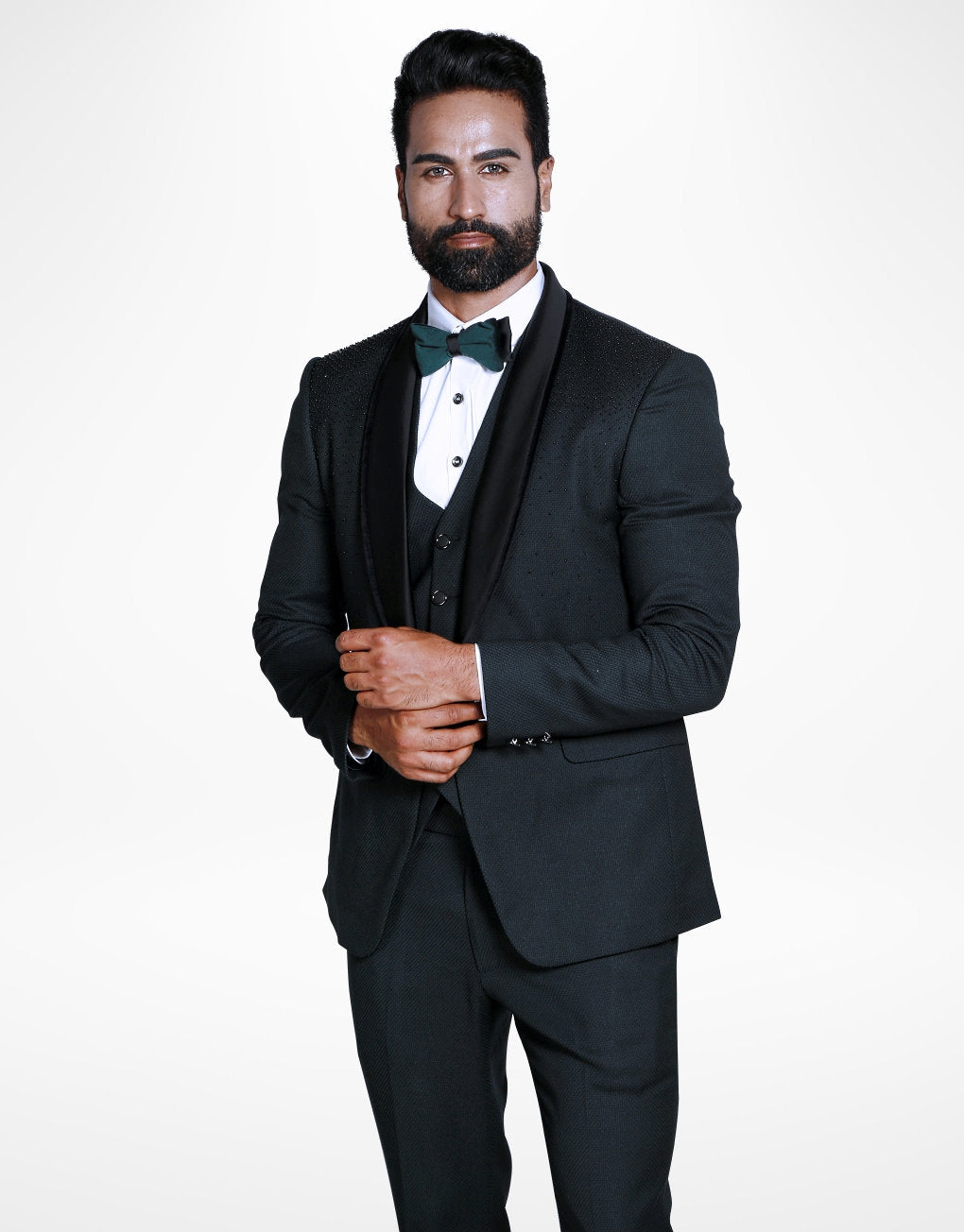 Five-piece Bottle Green Suit Set