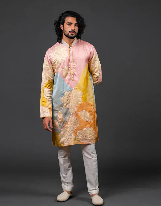 Abstract Embroidered Kurta Set