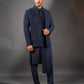 Three-piece Contrasting Mirror Work Indo-western in Blue