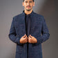 Three-piece Contrasting Mirror Work Indo-western in Blue