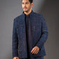 Three-piece Contrasting Mirror Work Indo-western in Blue