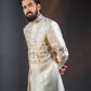 Three-piece Leather Patchwork Indo-western in Ivory