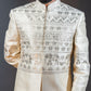 Three-piece Leather Patchwork Indo-western in Ivory