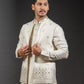 Three-piece Leather Applique Work Indo-western in Ivory