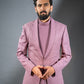 Three-piece Tuxedo Lapel Look Indo-western in Onion Pink