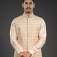Three-piece Tikki, Zari and Hand Work Indo-western in Peach