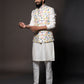 Three-Piece Brasso Print Bundi Set in Multicolor on Off-white