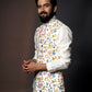 Three-Piece Brasso Print Bundi Set in Multicolor on Off-white