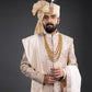 Four-piece Leather Applique Work Sherwani in Onion Pink