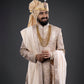 Four-piece Leather Applique Work Sherwani in Onion Pink