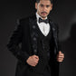 Three-piece Heavy Hand Embroidery Suit in Black