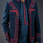Three-piece Open Coatie With Asymmetrical Kurta and Trousers Indo-western in Blue