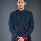 Three-piece Applique Patchwork and Hand Embroidery Jodhpuri Suit in Blue