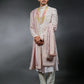 Three-piece Handwork With Digital Print Sherwani in Pink