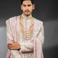Three-piece Handwork With Digital Print Sherwani in Pink