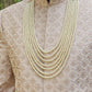 Three-Piece Sherwani in Satin Silk with Resham & Pearls in Onion Pink