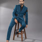 Three-piece Designer Suit in Teal Blue