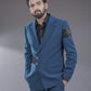 Three-piece Designer Suit in Teal Blue