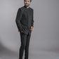 Two-piece Jodhpuri Suit Netted Stretched Fabric in Black