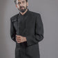 Two-piece Jodhpuri Suit Netted Stretched Fabric in Black