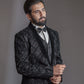 Five-piece Velvet Label Bandhgala Style Suit in Black
