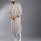 One-Piece Satin Silk Kurta in Light Onion