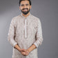One-Piece Satin Silk Kurta in Light Onion
