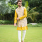Three-Piece Pearl and Zardozi Handwork Waistcoat in Mustard