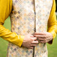 Three-Piece Pearl and Zardozi Handwork Waistcoat in Mustard