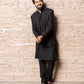 Three-piece Indo-western Oxidized Article Handwork in Black