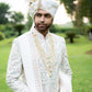 Four-piece Pure/Nysa Silk Sherwani in Ivory