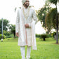 Four-piece Pure/Nysa Silk Sherwani in Ivory