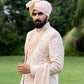 Four-piece Sherwani with Pure Jamewaram Anarkali Kurta in Dusty Rose