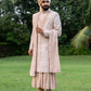 Four-piece Sherwani with Pure Jamewaram Anarkali Kurta in Dusty Rose