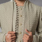 Four-piece Matka Silk Indo-western in Olive